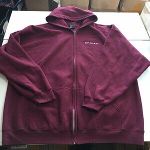 SpaceX Elon Musk Hoodie Sweatshirt Mens 3XL Full Zip Fleece Maroon Logo